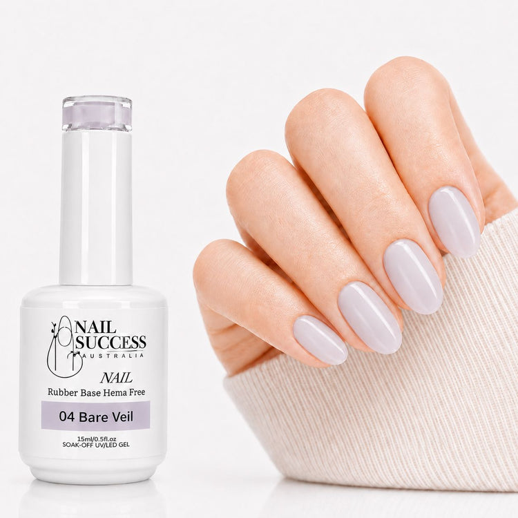 Bare Veil Rubber Base Gel - natural nail result on hand
