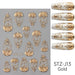 NSI Australia Baroque Nail Art Sticker STZ-J13 Gold – ornate filigree floral full-nail decals, self-adhesive for gel or acrylic nails, with sample designs shown