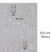 NSI Australia Baroque Nail Art Sticker STZ-J14 Silver – ornate floral and heart decals, self-adhesive for gel or acrylic nails