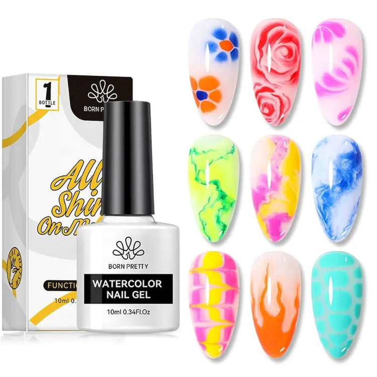 Blooming Watercolor Nail Gel Marble Effects BORN PRETTY