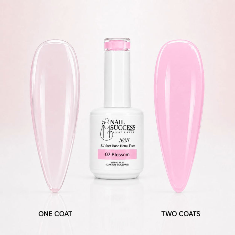 Blossom Rubber Base Gel - one coat vs two coats comparison