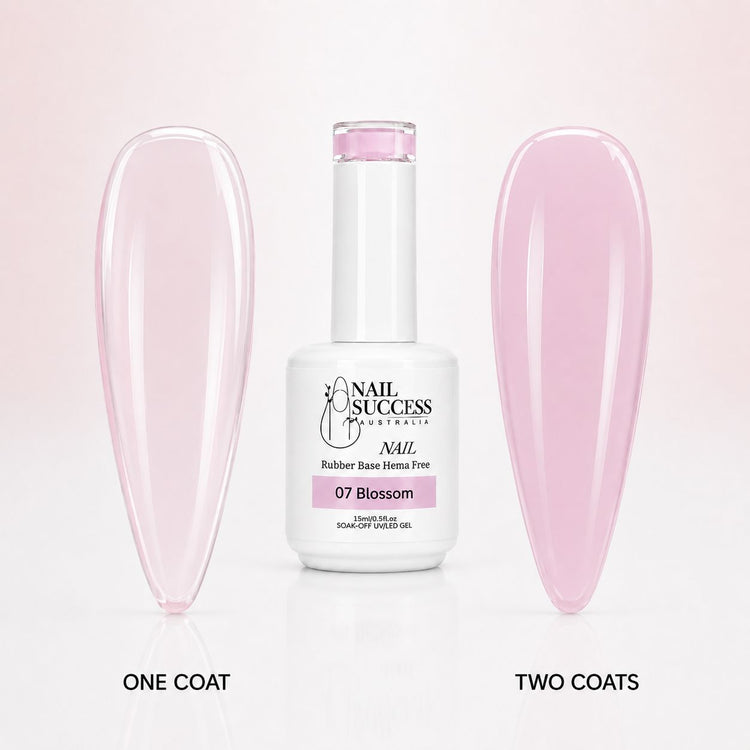 Blossom Rubber Base Gel - one coat vs two coats comparison