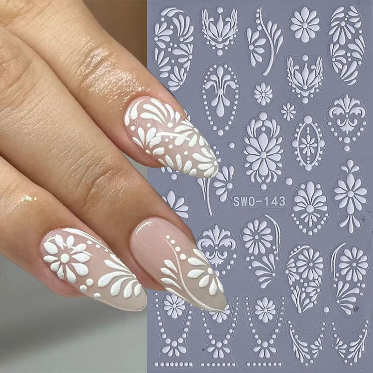 Boho Floral 3D Embossed Nail Art Sticker