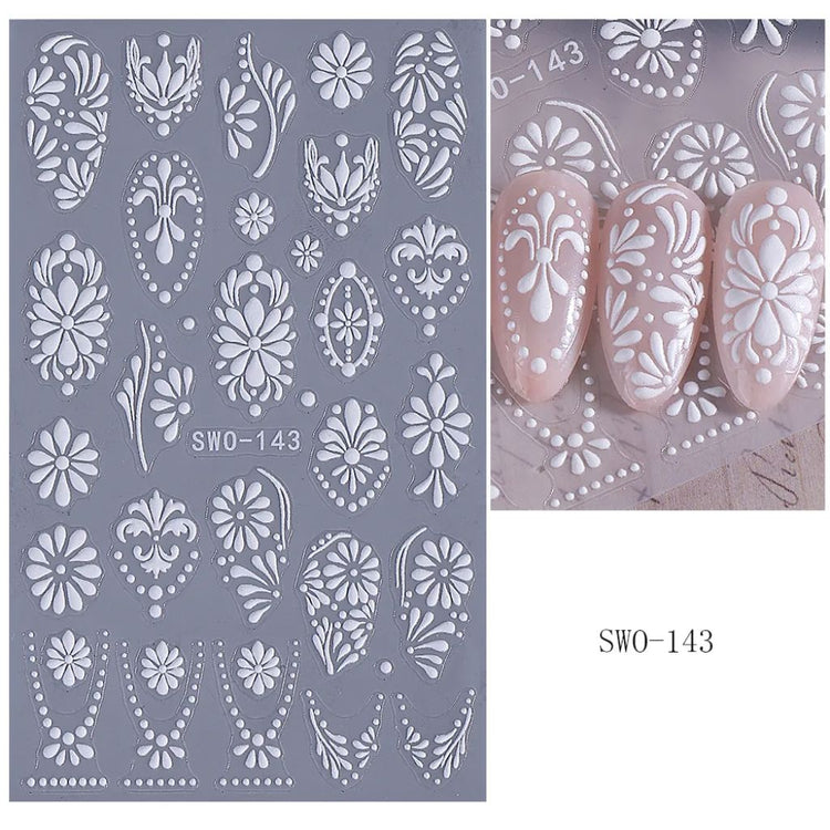 Boho Floral 3D Embossed Nail Art Sticker