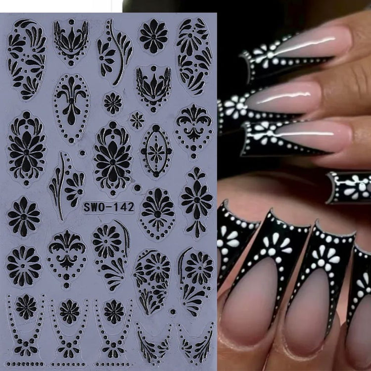 Boho Floral 3D Embossed Nail Art Sticker