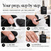 Bond Enhancer pH Balancer prep steps: prepare, apply thinly, air dry, then continue with your nail system