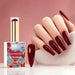 NSI Australia Bordeaux deep burgundy gel polish with glossy manicure and swatch, shade 11