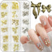 Gold and silver bow nail charms assortment in organizer case with 3D bow acrylic nail design