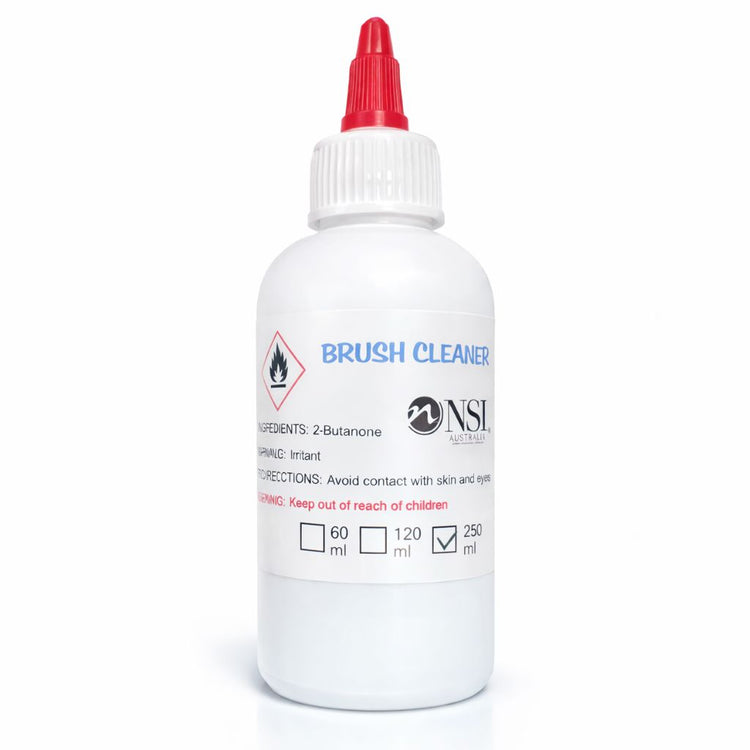 NSI Australia brush cleaner 250ml bottle for cleaning acrylic and gel nail brushes
