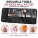 Brushes and Tools 20 piece nail art set, 14 brushes and 6 dotting tools in a black storage pouch, NSI Australia