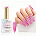 Candy Glow holographic gel polish with bright pink glitter swatch and matching manicure for HEMA and TPO free salon nails