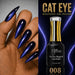 Nail Success Australia Cat Eye Magnetic Gel Polish 008 with blue shimmer stiletto nails and bottle