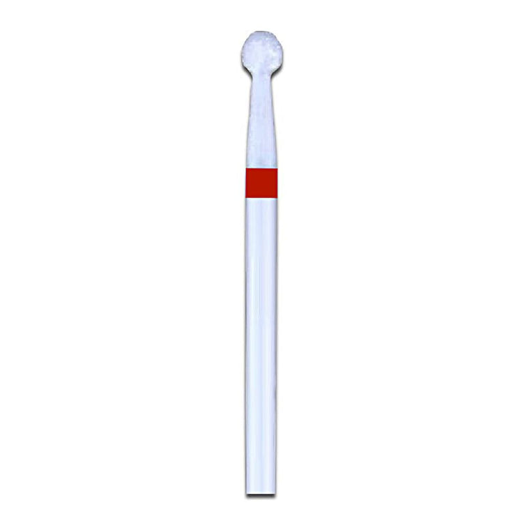 White ceramic cuticle cleaner ball bit, 3mm fine grit (red band) for e-file