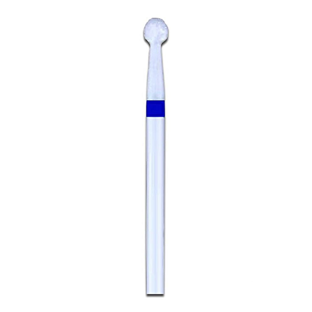 Ceramic cuticle cleaner ball bit, medium 3mm, blue ring — nail drill bit for gentle cuticle care