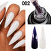 Chameleon Gel Polish 002 with white iridescent nail finish, black glitter swatch and bottle brush