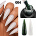004 Chameleon Gel Polish with green gold iridescent flake finish over black and white bases