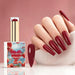 NSI Australia Cherry Kiss deep red gel polish with glossy burgundy manicure and swatch, shade 06