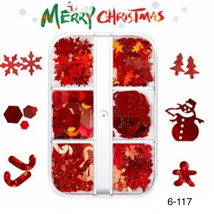 Christmas Nail Art Decoration (6-Grid Tray) - NSI Australia