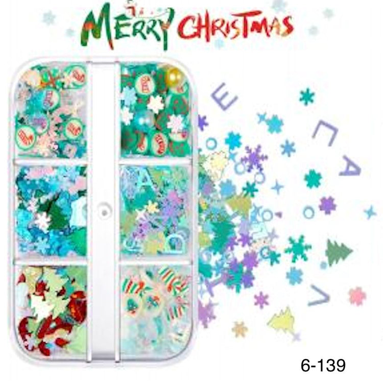 Christmas Nail Art Decoration (6-Grid Tray) - NSI Australia