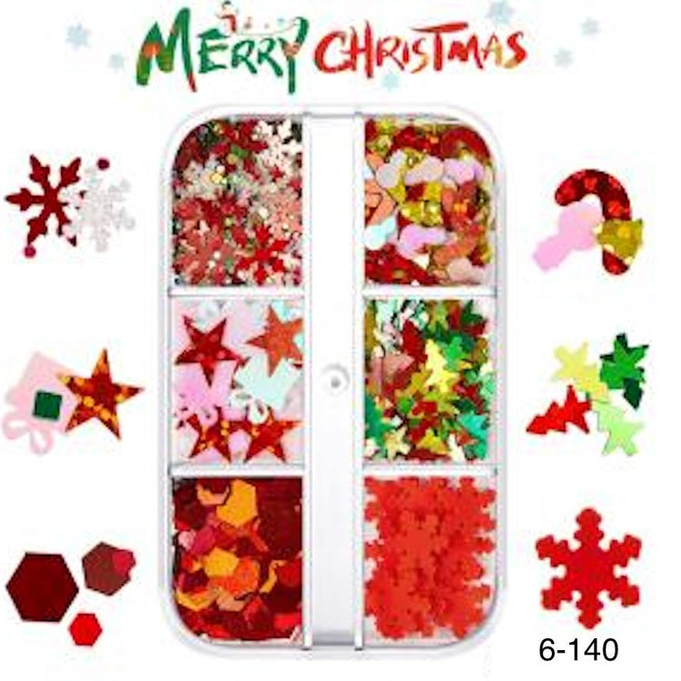 Christmas Nail Art Decoration (6-Grid Tray) - NSI Australia