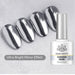 Born Pretty chrome mirror base coat 10ml bottle beside four silver chrome nail tips