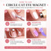 Circle halo cat eye magnet tool how-to guide showing apply, magnetize, shape and cure steps for magnetic gel nail art, NSI Australia