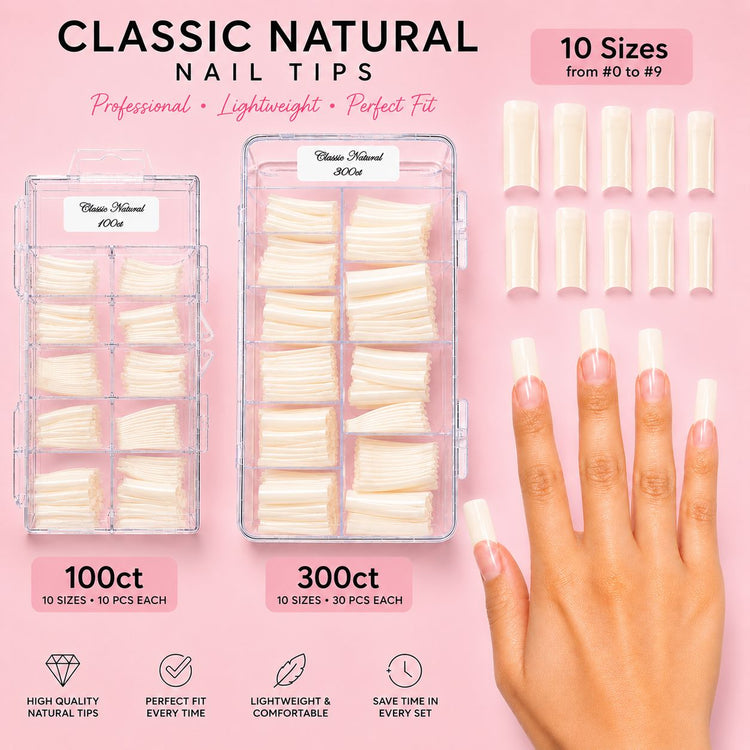 Classic natural nail tips nail tips NSI Australia