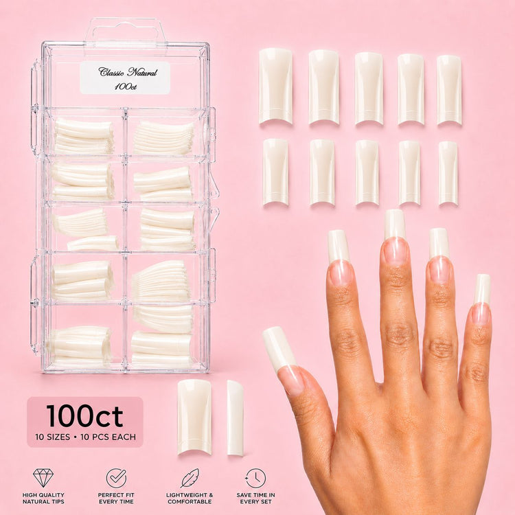 Classic natural nail tips nail tips NSI Australia tray 100 ct