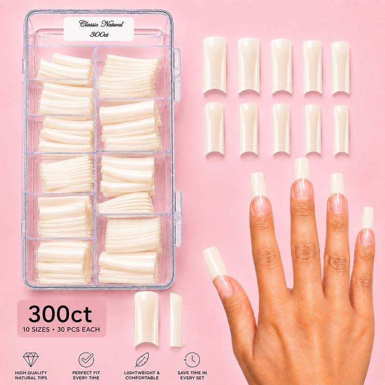 Classic natural nail tips nail tips NSI Australia tray 300 ct
