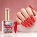 NSI Australia Classic Red gel polish with glossy red manicure and swatch, shade 02