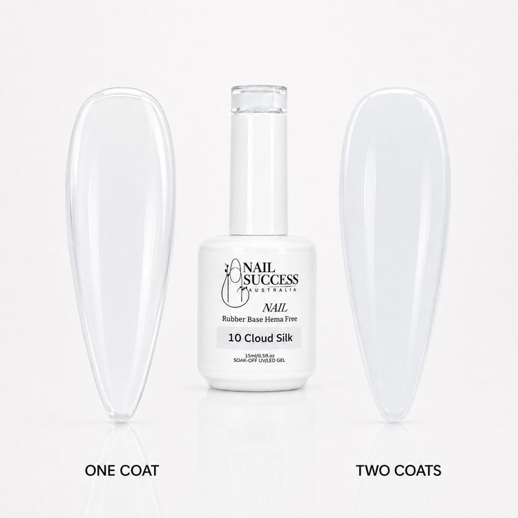 Cloud Silk Rubber Base Gel - one coat vs two coats comparison