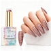 Cocoa Shimmer aurora pearl gel polish with cocoa brown pearl shimmer swatch and matching manicure for HEMA and TPO free salon nails