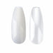 NSI Coffin nail tip in natural and clear shown side by side, close up