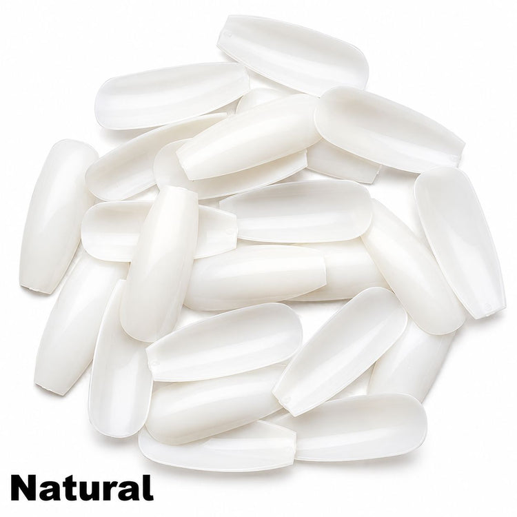 Loose natural NSI Coffin Nail Tips in a pile