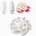 NSI Coffin Nail Tips in Clear and Natural compared side by side with loose tips