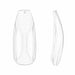 NSI Coffin nail tip in clear, front and side profile showing the C curve