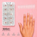 NSI Coffin Nail Tips Clear 500ct numbered tray with hand wearing clear coffin tips
