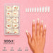 NSI Coffin Nail Tips Natural 500ct numbered tray with hand wearing natural coffin tips