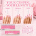 Coffin Nail Tips trimmed to short, medium and long lengths showing customisable coffin nail extensions