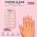 Coffin Clear nail tips, 100ct tray with 10 sizes from 0 to 9