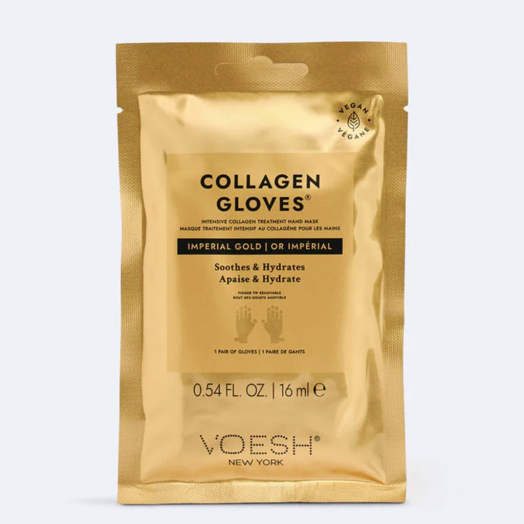VOESH New York Collagen Gloves Imperial Gold hand mask sachet for soothing and hydrating dry hands