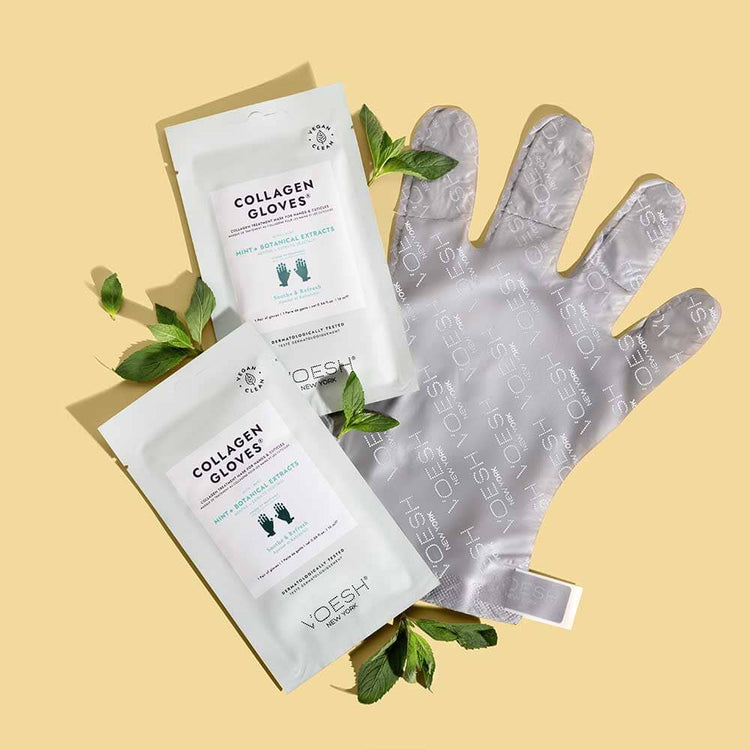 Voesh collagen gloves hand mask with mint and botanical extracts packaging