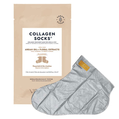 Voesh collagen socks foot mask with argan oil and floral extracts packaging
