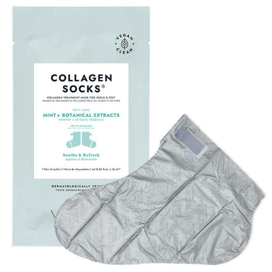 VOESH New York Collagen Socks foot mask with mint and botanical extracts, sachet and moisturizing sock