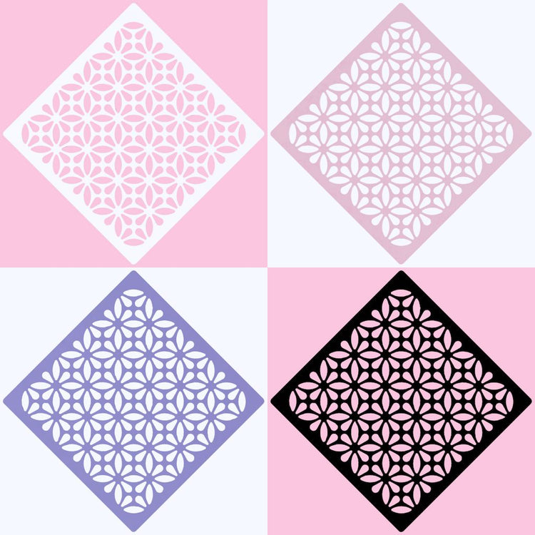 Nail Success Australia colour top plates for Brushless Pro nail dust collector — diamond floral cut-out in pink, dusty pink, lavender and black