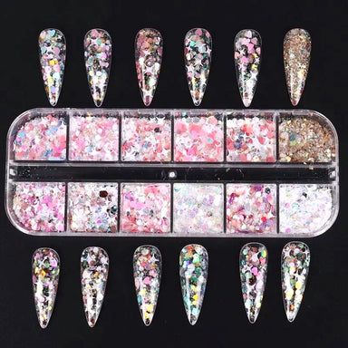 Colourful Holographic Nail Glitter Pink Series