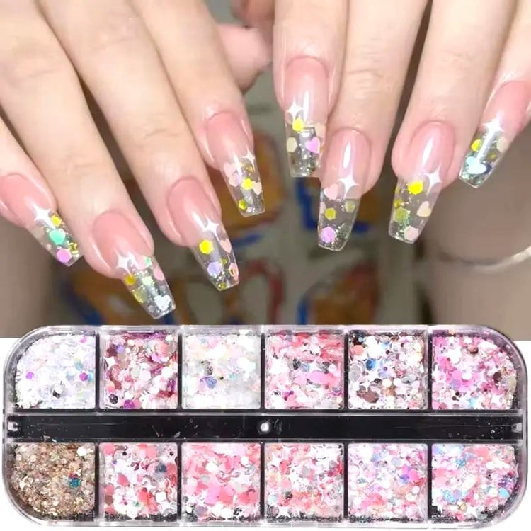 Colourful Holographic Nail Glitter Pink Series