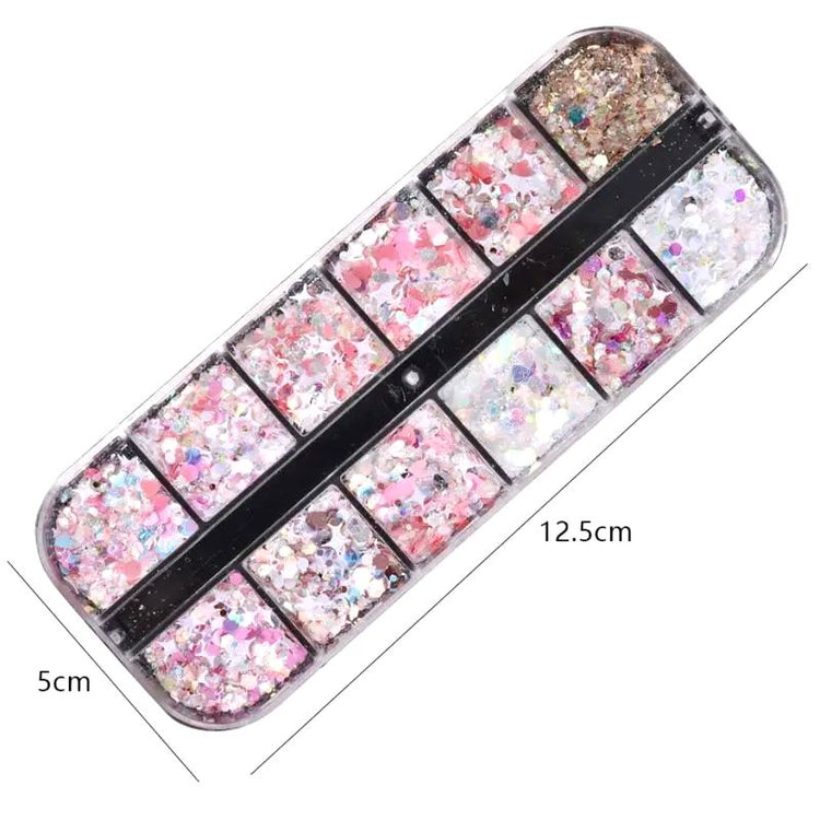 Colourful Holographic Nail Glitter Pink Series