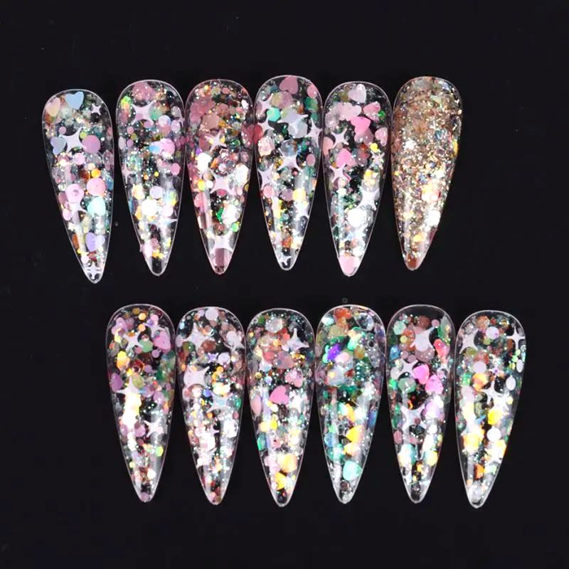 Colourful Holographic Nail Glitter Pink Series