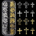 Gold and silver cross nail charms tray for 3D religious nail art decorations and salon manicure designs
